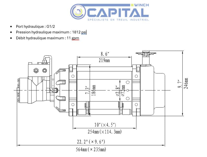 Treuil hydraulique Capital Winch HWN10000i