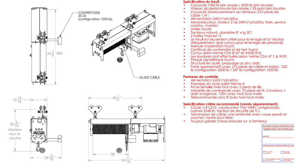 Engineering drawing of the scaffold hoist