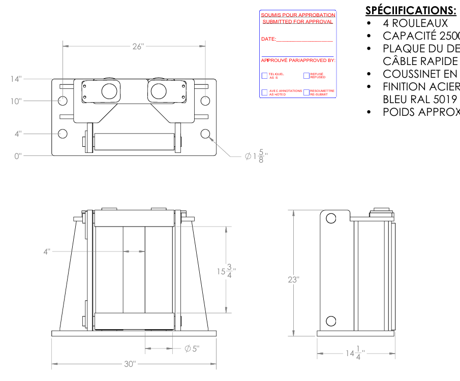 Capital Winch four-roller cable guide