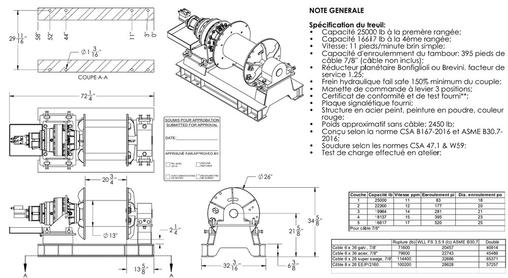 Marine winch drawing