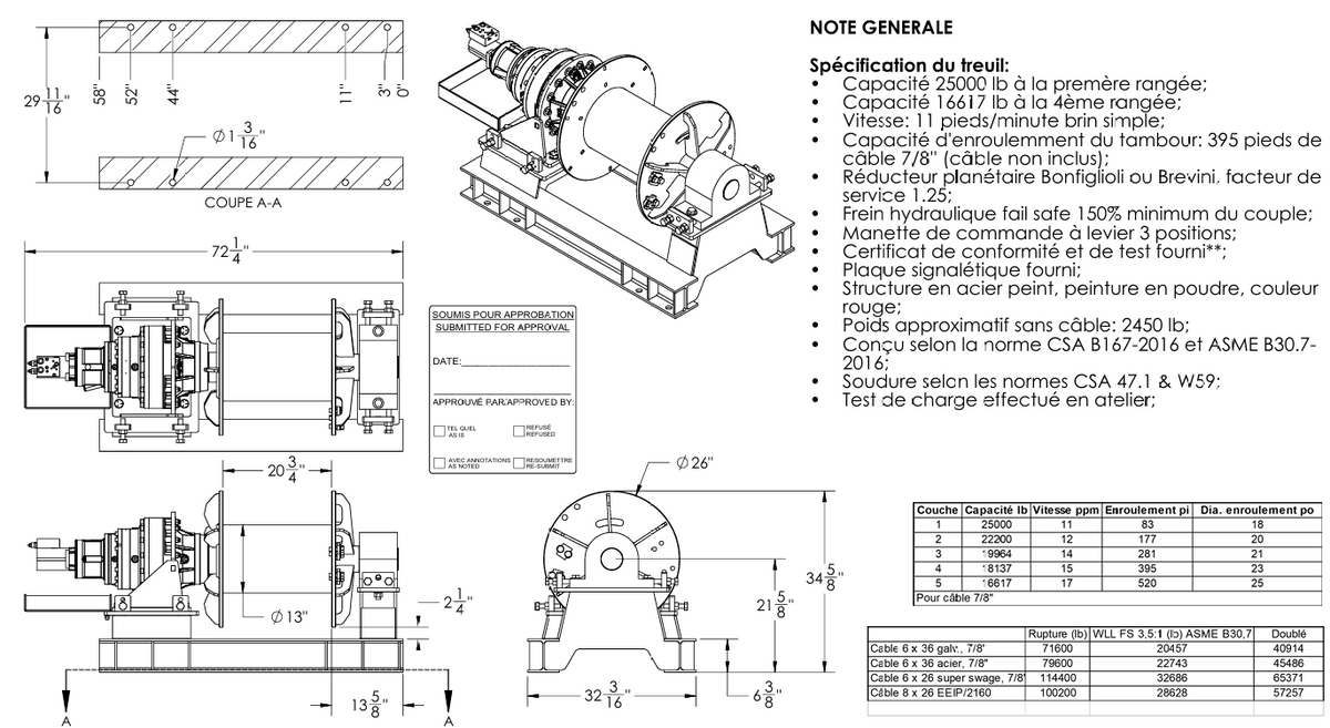 Groupe Océan marine winch drawing