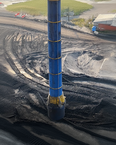 Chute télescopique sur un site minier