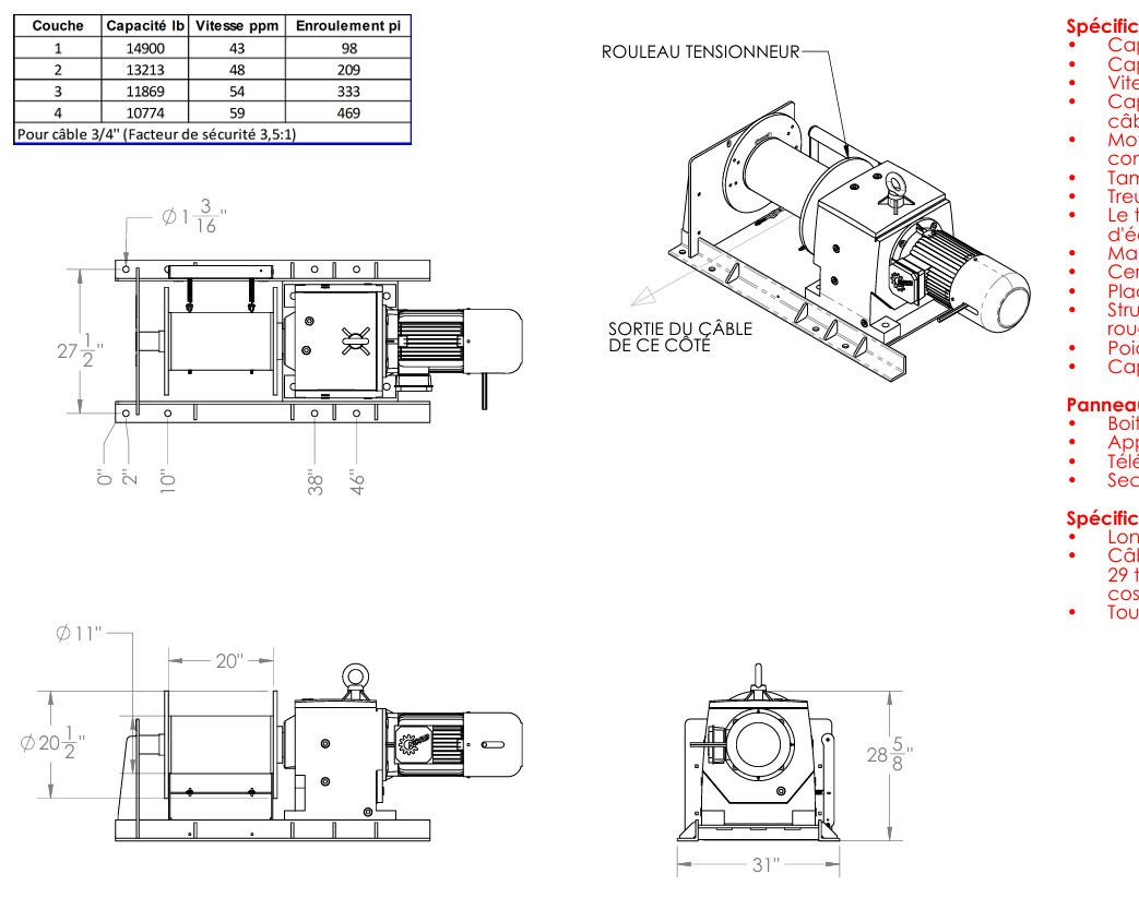 15,000 lb electric railway winch