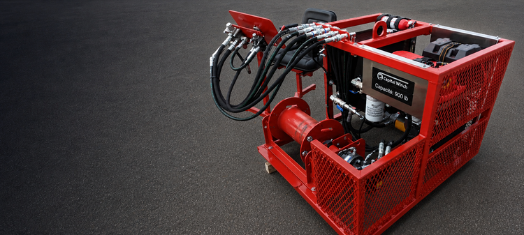 Capital Winch – unité hydraulique rouge sur mesure