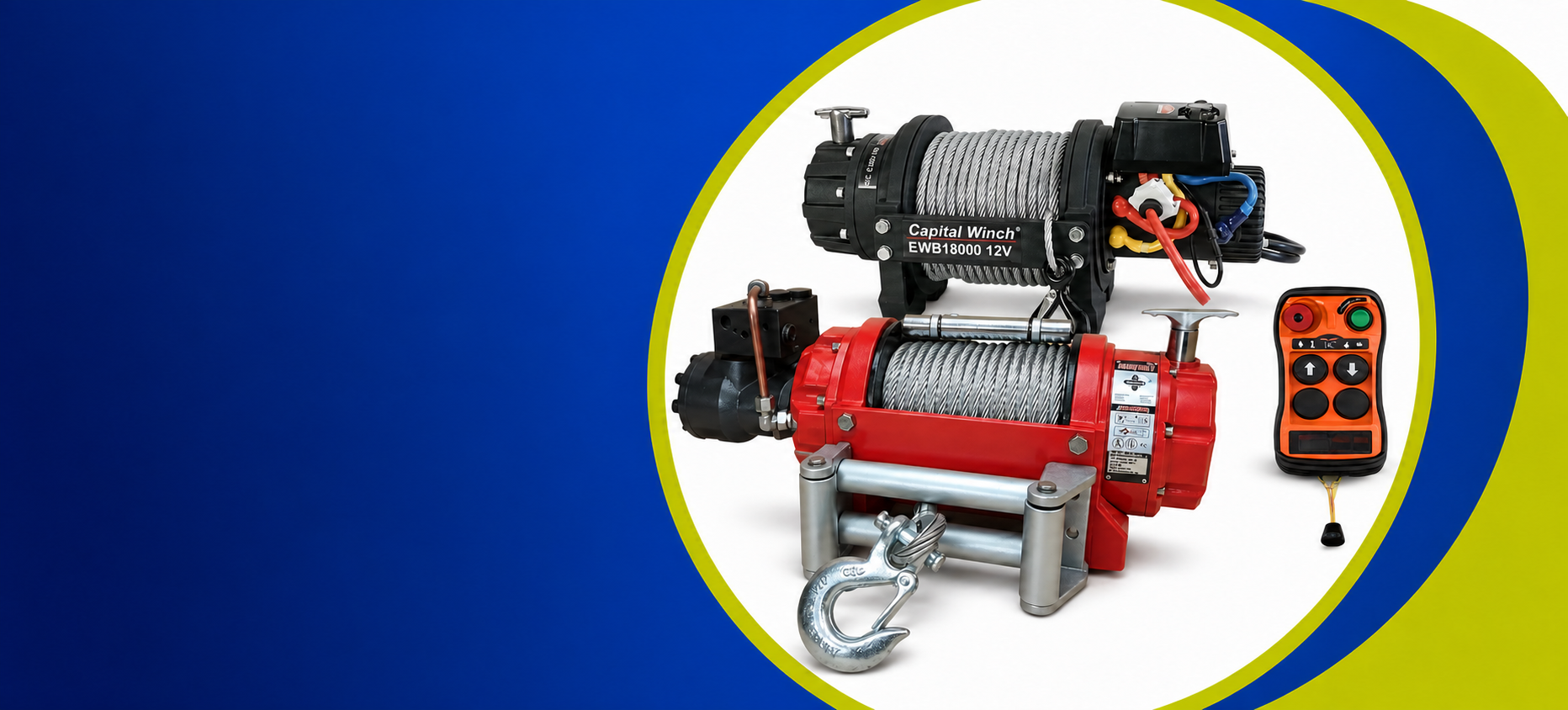 Treuils hydrauliques, treuil 12V et télécommande Capital Winch