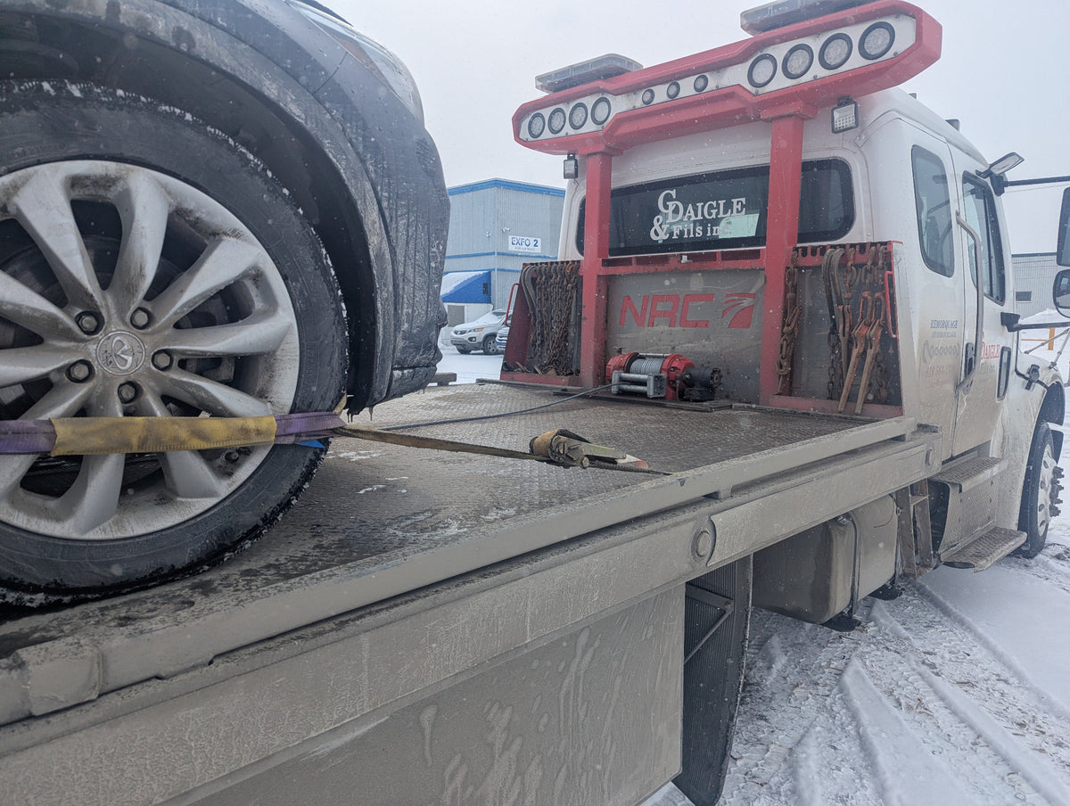 Treuil utilisé sur une dépanneuse